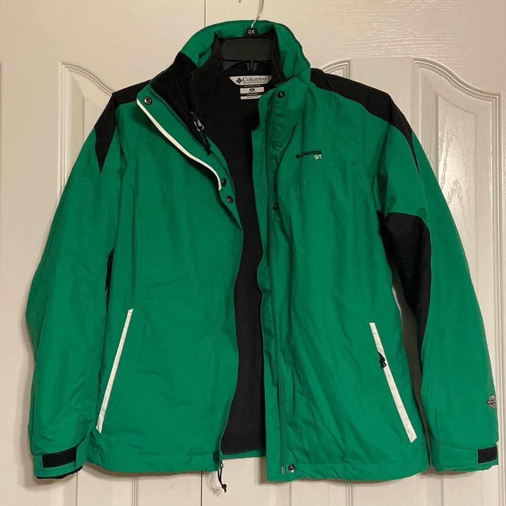 Columbia Omni-Tech GRT Women's Green Long Sleeve Full Zip 3 In 1 Jacket Size M